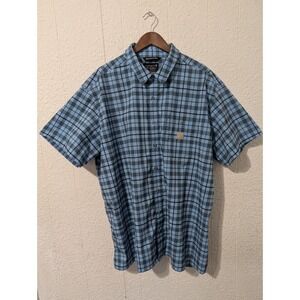 Carhartt Button Up Shirt, Relaxed Fit, Force Sun Defender, 3xlt, Blue Plaid, S/S